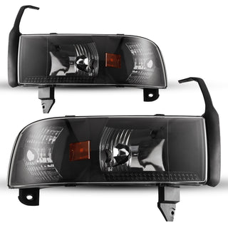 Winjet Head Light Black/Clear: Fits Dodge Ram 1500/2500/3500 1994-2002