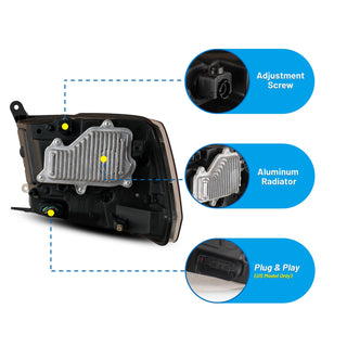 Winjet Headlights w/ Factory LED Position: Fits Ram 2013-2024