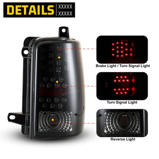 Winjet LED Tail Light Black/Smoke: Jeep Grand Cherokee 1993-1998