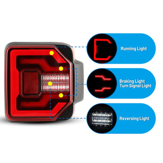 Winjet LED Sequential Taillights: Jeep Wrangler JL 2018-2024 2.0L/3.6L
