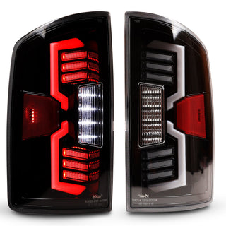 Winjet LED Tail Lights Glossy Black/Clear: Dodge Ram 1500/2500/3500 2002-2006 3.7L/4.7L