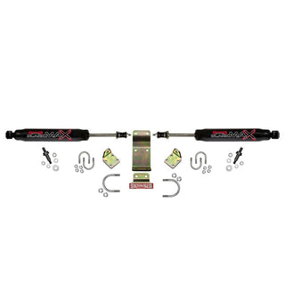 Skyjacker Dual Steering Damper Kit Black: Jeep Wrangler 2018-2024 3.6L / 6.4L / 2.0L Turbo