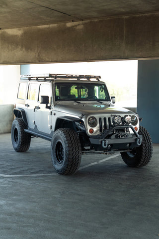 DV8 Offroad Slim Steel Fender Flares: Jeep Wrangler JK (07-18) / Grand Cherokee (05-10) - Black Powder Coat