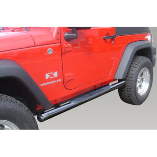 Rugged Ridge 3-In Round Side Steps Black: Jeep Wrangler JK 2007-2018 3.6L/3.8L V6 2-Door