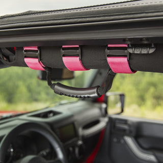 Rugged Ridge Ultimate Grab Handles Pink: Fits Jeep Wrangler/Gladiator 1991-2023