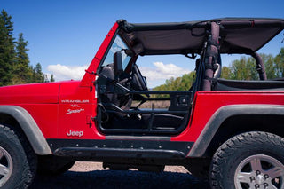 Bestop Header Safari Bikini (F&R): Jeep Wrangler TJ 1997-2002 2.5L / 4.0L I6 - Black Denim