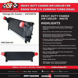 CSF OEM Intercooler: Ram 2500 / 3500 2013-2018 6.7L Diesel