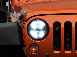 Raxiom Axial Series LED Headlights Black Housing: Jeep Wrangler 1997-2018 4.0L I6 / 3.8L V6 / 3.6L V6 - Clear Lens