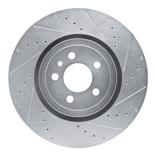 R1 Concepts Front Right Brake Rotor Drilled & Slotted (FRONT): Dodge Charger 2011-2023 5.7L Hemi - Silver