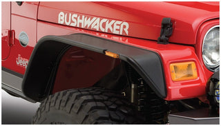 Bushwacker Flat Style Fender Flares 2pc (FRONT): Fits Most Jeep Wrangler Models (1997-2006) - Black