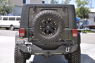 DV8 Offroad Black Rear Aluminum Bumper w/ Tire Carrier: Jeep Wrangler JK (2007-2018)