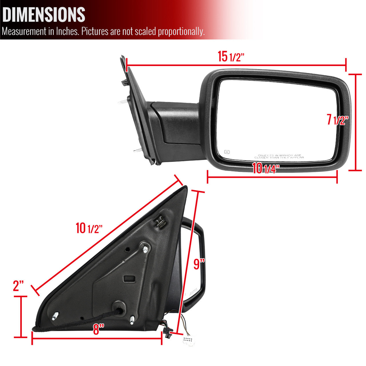 Spec D Passenger Mirror w/ Turn Signal Light & Puddle Light (Manual-Fold, Black): Dodge Ram 2009 - 2012