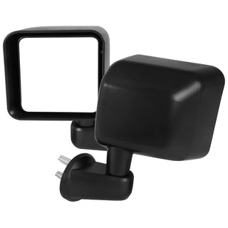 Spec D Black Manual Adjustable Side Mirrors: Jeep Wrangler JK 2007-2018