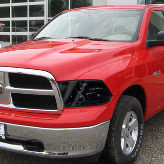 Spec D Dual Halo Projector Headlights Glossy Black Smoked Lens: Fits Ram 1500 / 2500 / 3500 2009-2024