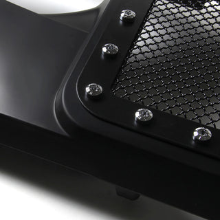 Spec D Matte Black Mesh Grille (Riveted Style): Jeep Wrangler JK 2007 - 2018