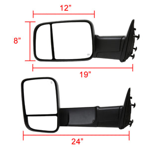 Spec D Mirrors SET w/ Clear LED (Manual-Fold, Black): Dodge Ram 2009 - 2012