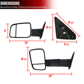 Spec D Mirrors SET w/ Turn Signal Light & Puddle Light (Manual-Fold, Heated, Black): Dodge Ram 2002 - 2009