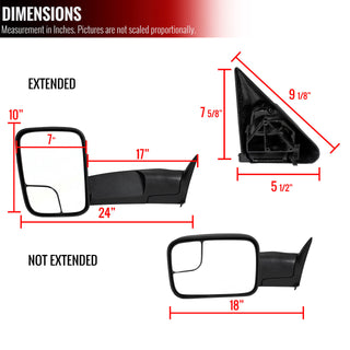 Spec D Towing Mirrors (Power, Heated): Dodge Ram 1998 - 2002