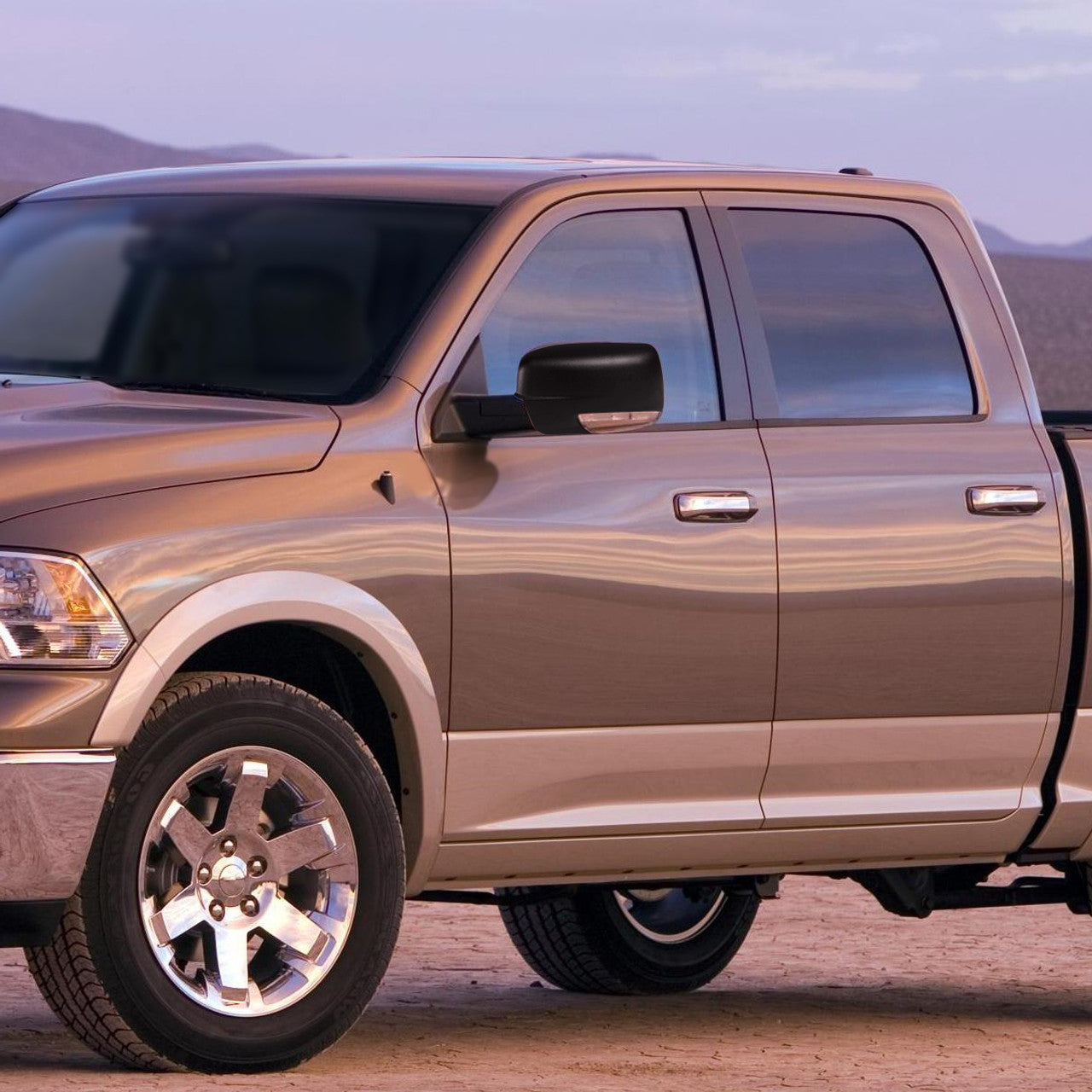 Spec D Driver Mirror w/ Turn Signal Light & Puddle Light (Manual-Fold, Black): Dodge Ram 2009 - 2012