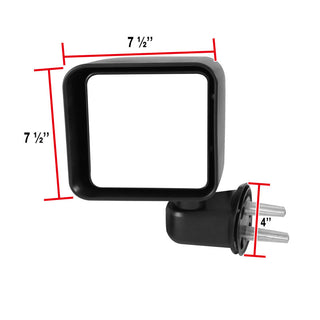 Spec D Black Manual Adjustable Side Mirrors: Jeep Wrangler JK 2007-2018
