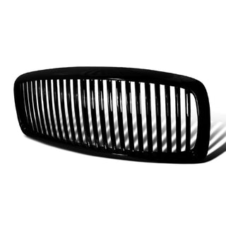Spec D Glossy Black ABS Vertical Grille: Dodge RAM 1500 2002-2005 / RAM 2500 3500 2003-2005