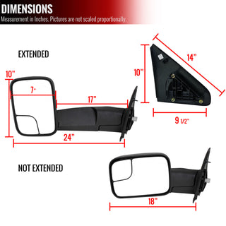 Spec D Mirrors SET (Manual-Fold, Black): Dodge Ram 2002 - 2009