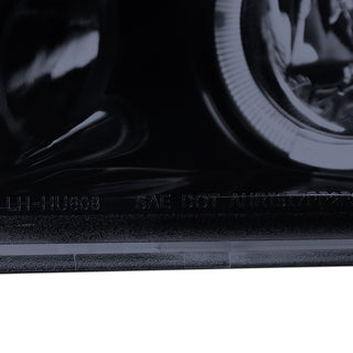 Spec D Dual Halo Projector Headlights Glossy Black Smoked Lens: Fits Ram 1500 / 2500 / 3500 2009-2024