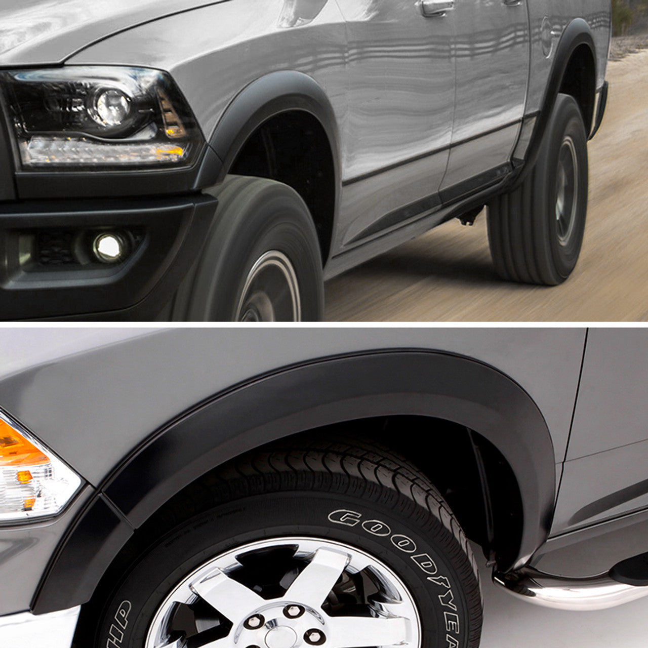 Spec D Factory Style Fender Flares (Smooth Black, 4pc): Dodge Ram 1500 2009 - 2018