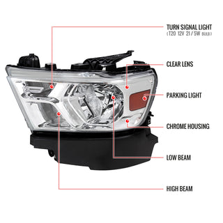 Spec D OEM Style Headlights (Chrome): Ram 1500 2019 - 2024
