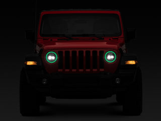 Raxiom Axial LED Headlights RGB Halo Black Housing: Jeep Wrangler JL 2018-2025 / Gladiator 2020-2025 6.4L 392 / 3.6L V6 / 3.0L EcoDiesel / 2.0L Turbo