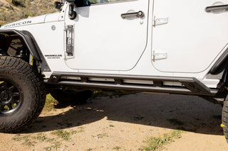 DV8 Offroad HD Rock Sliders 2" Tubing: Jeep Wrangler JK 4-Door 2007-2018 3.8L/3.6L V6/2.0L Turbo - Black
