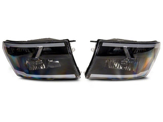 Raxiom Axial Series Black Housing Headlights w/ LED Bar: Fits Most Dodge / Ram 1500 / 2500 / 3500 Models (2002-2018)