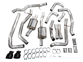 AWE Tuning Dual Rear Exit Catback Exhaust Diamond Black Tips (REAR): Ram 1500 3.0L 2025-2026