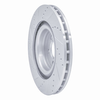 R1 Concepts Drilled & Slotted Brake Rotor (FRONT RIGHT): Fits Dodge Challenger / Charger / Chrysler 300 2005-2023 w/ Silver