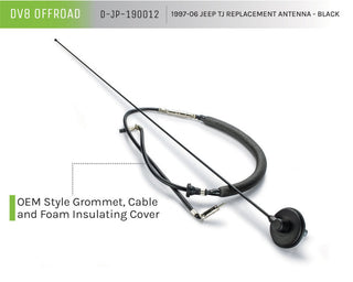 DV8 Offroad Black Replacement Antenna: Jeep Wrangler 1997-2006
