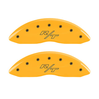 MGP 4 Caliper Covers Engraved Front & Rear Vintage Style/RT Yellow finish black ch