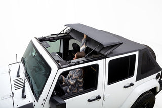 Rugged Ridge Black Diamond Stitch Cloth Voyager Soft Top: Fits Most Jeep Wrangler Models (2007-2018)