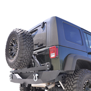 DV8 Offroad Black Rear Aluminum Bumper w/ Tire Carrier: Jeep Wrangler JK (2007-2018)