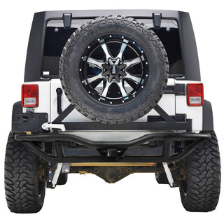 Spec D HD Black Textured Rear Bumper Guard: Jeep Wrangler JK 2007-2018