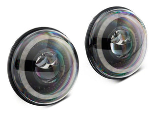 Raxiom Axial Series 7-Inch Dragon Eye LED Headlights: Fits Most Jeep Wrangler Models (2007-2018) - Black Housing/Clear Lens