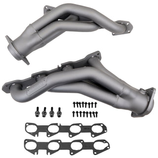 BBK 1.875" Shorty Headers Silver Ceramic: 11-23 Challenger / Charger R/T Scat Pack 6.4L / SRT 392 / Hellcat 6.2L / 300C SRT8 6.4L Bundle
