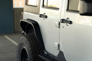 DV8 Offroad Slim Steel Fender Flares: Jeep Wrangler JK (07-18) / Grand Cherokee (05-10) - Black Powder Coat