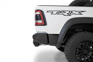 Addictive Desert Designs Bomber Rear Bumper: Ram 1500 TRX (2021-23) - Hammer Black/Satin Black w/ Cube Light Mounts and Sensor Cutouts