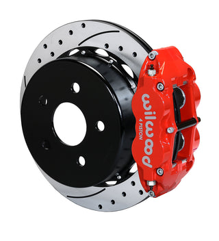 Wilwood Narrow Superlite 4-Piston Rear Big Brake Kit (Red Calipers, Drilled 12.88" Rotors): Jeep Wrangler JK 2007 - 2018