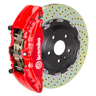 Brembo GT 6-Piston Front Big Brake Kit (Red, Drilled): Jeep Grand Cherokee 2022 - 2025 (All Models, Including L)