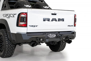 Addictive Desert Designs Stealth Fighter Rear Bumper w/ D-Rings and Cube Light Mounts: Ram 1500 TRX (2021-23) - Hammer Black