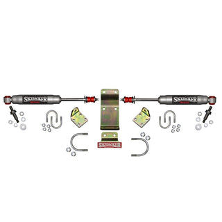 Skyjacker Dual Steering Damper Kit Silver: Jeep Wrangler 2018-2024 3.6L / 6.4L / 2.0L Turbo