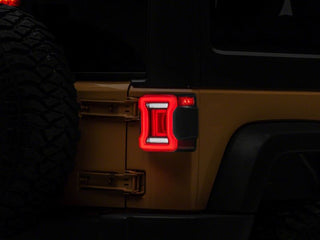 Raxiom Axial Series JL Style LED Tail Lights (REAR): Fits Most Jeep Wrangler Models (2007-2018) - Black Housing/Red Lens