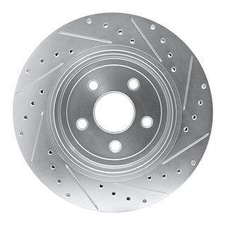 R1 Concepts Rear Left Brake Rotor Drilled & Slotted (REAR): Jeep Grand Cherokee 2005-2010 6.1L SRT8 - Silver