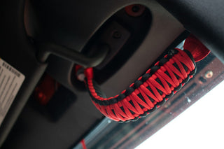 Fishbone Offroad Red Paracord A-Pillar and Sound Bar Grab Handles: Jeep Wrangler JK (07-18) / Grand Cherokee (05-10)